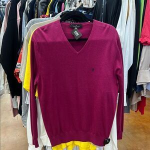Carolina Herrera Deep Pink V-Neck Sweater